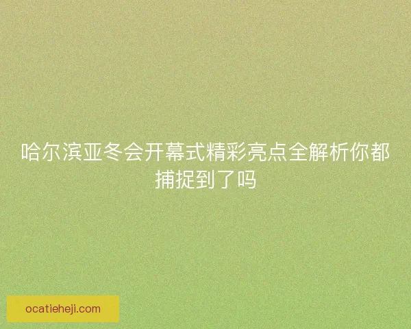 哈尔滨亚冬会开幕式精彩亮点全解析你都捕捉到了吗