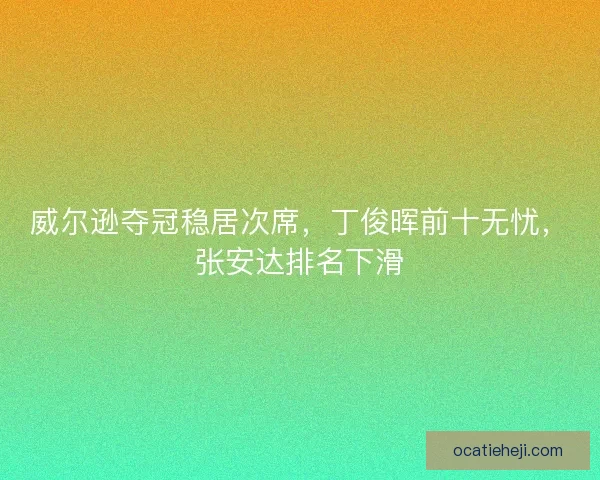 威尔逊夺冠稳居次席，丁俊晖前十无忧，张安达排名下滑